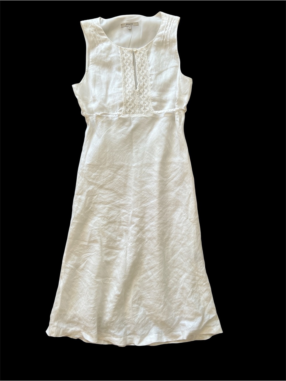 RW&CO. White Cream Crochet Trim Linen Dress - Picture 2 of 8